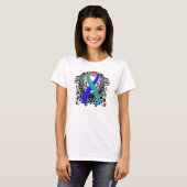 T-shirt Ruban turquoise/rose/bleu avec ailes (Devant entier)