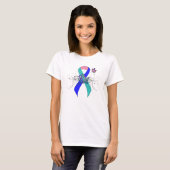 T-shirt Ruban turquoise/rose/bleu avec papillon (Devant entier)