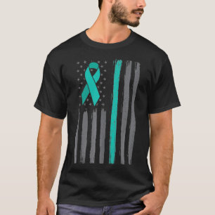 T-shirt ruban turquoise us conscience du cancer de l'ovair