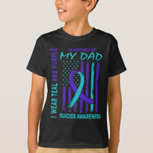 T-shirt Ruban turquoise Violet En Mémoire De Papa Suicide