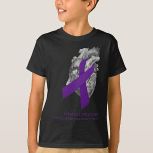 T-shirt Ruban Violet de Sensibilisation Cœur Te Manque 
