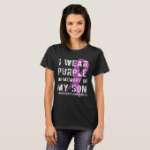 T-shirt Ruban Violet Mémoire de Surdosage de Mon Fils (Devant entier)