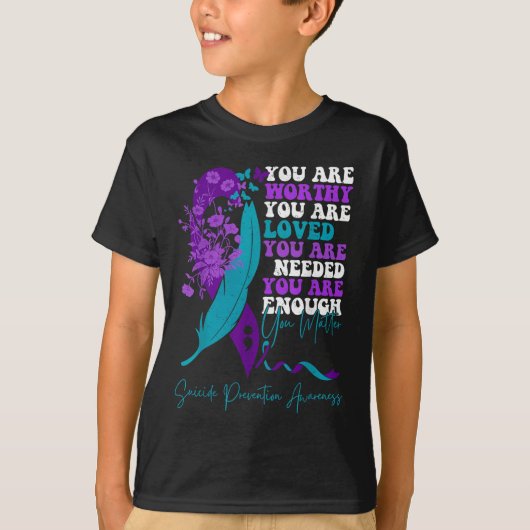T-shirt Ruban violet sarcelle de sensibilisation à la prév (Devant)