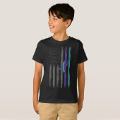 T-shirt Ruban violet sarcelle de sensibilisation à la prév (Devant entier)