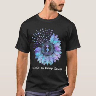 T-shirt Ruban violet sarcelle tournesol Prévention du suic