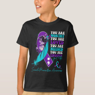 T-shirt Ruban Violet Turquoise de Sensibilisation à la Pré