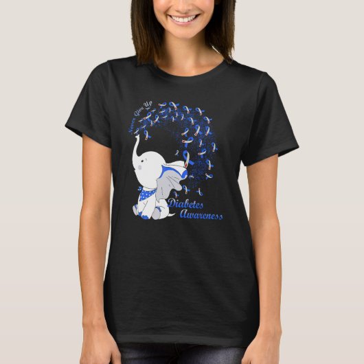 T-shirt Rubans éléphants Sensibilisation au diabète (Devant)