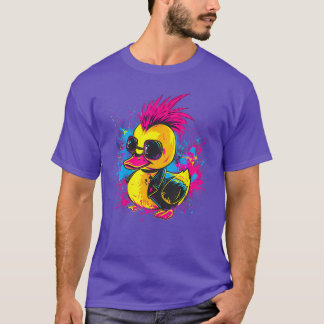 T-shirt Rubber Duck Punk Rock Watercolor Rubber Duckling D