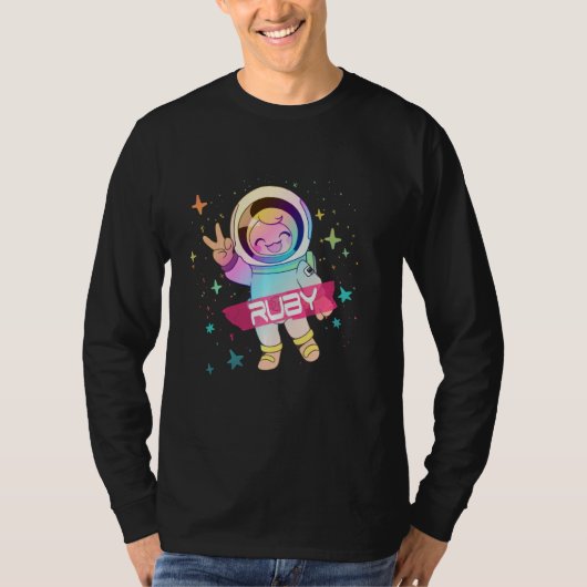 T-shirt RUBY - Adorable nom de fille avec astronaute migno (Devant)