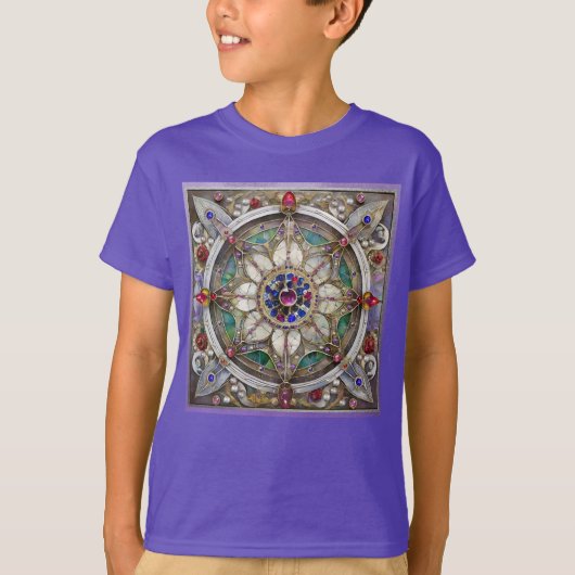 T-shirt Ruby, Amethyst, Sapphire et Pearl Mandala (Devant)