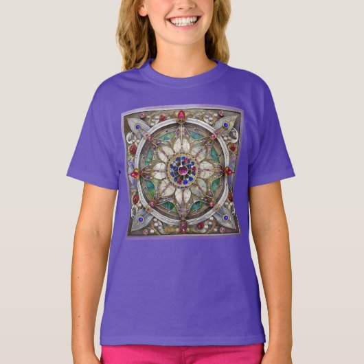 T-shirt Ruby, Amethyst, Sapphire et Pearl Mandala (Devant)