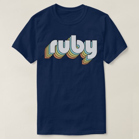 T-shirt Ruby Retro Typographie arc-en-ciel style défraîchi (Design devant)
