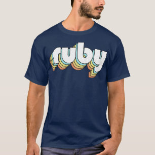 T-shirt Ruby Retro Typographie arc-en-ciel style défraîchi
