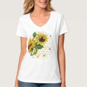 T-shirt Ruche d'abeille de tournesol en nid d'abeille Cerc
