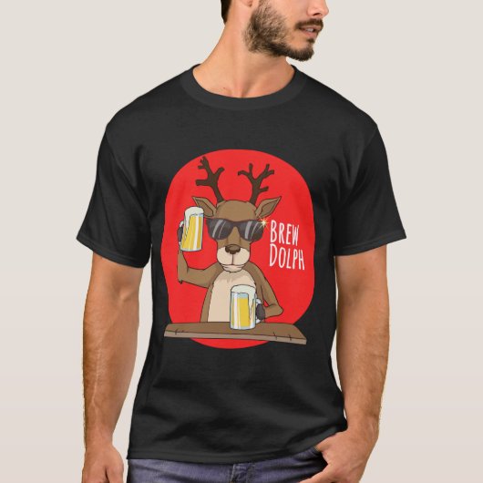 T-shirt Rudolph Brewdolph Reindeer Drôle Bière Noël Cr (Devant)