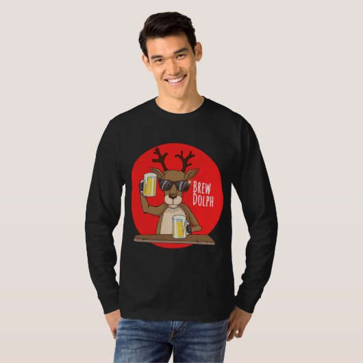 T-shirt Rudolph Brewdolph Reindeer Drôle Bière Noël Cr (Devant entier)