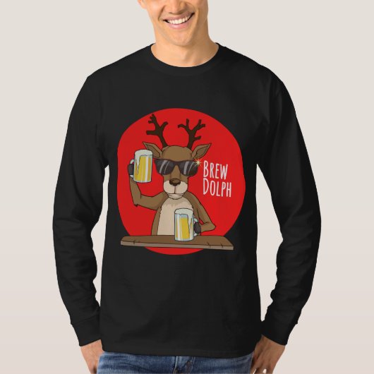 T-shirt Rudolph Brewdolph Reindeer Drôle Bière Noël Cr (Devant)