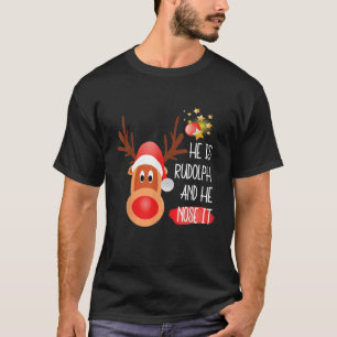 T-shirt Rudolph le renne au nez rouge de Noël drôle