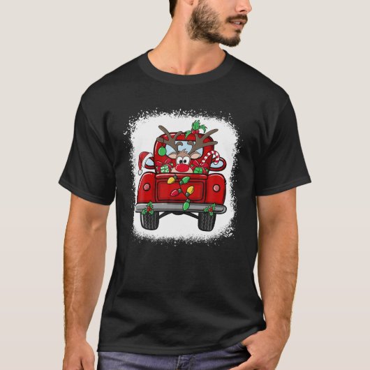 T-shirt Rudolph Reindeer blanchi sur Red Truck Funny Chris (Devant)