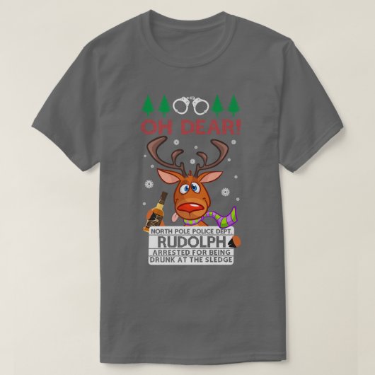 T-shirt Rudolph Reindeer Drunk Vilain Sweater Prem (Design devant)