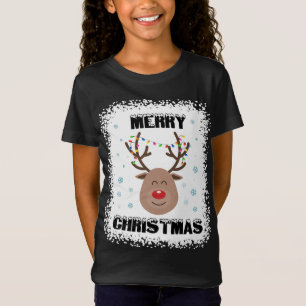 T-Shirt Rudolph Rouge Nez Reindeer Face Joyeux Chri