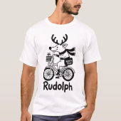 T-shirt Rudolph The Reindeer Riding a Bike (Devant)