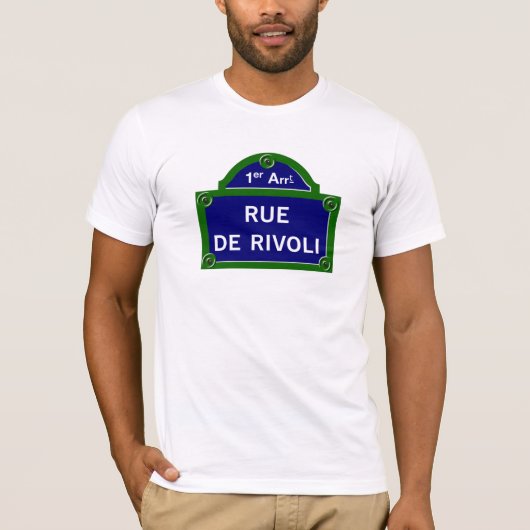 T-shirt Rue de Rivoli, plaque de rue de Paris (Devant)