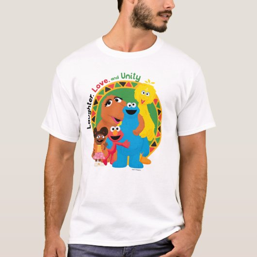 T-shirt Rue Sésame | Rire, amour et unité (Devant)