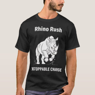 T-shirt Ruée de Rhino Charge Irrésistible Minimaliste BLAN