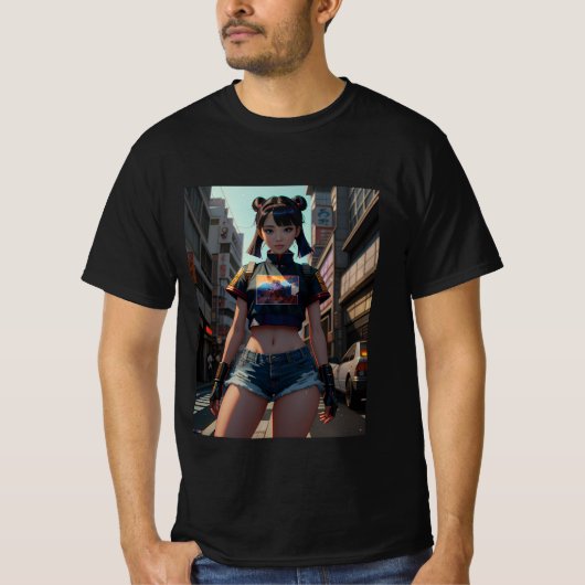 T-shirt Rues Retro Anime Tokyo (Devant)