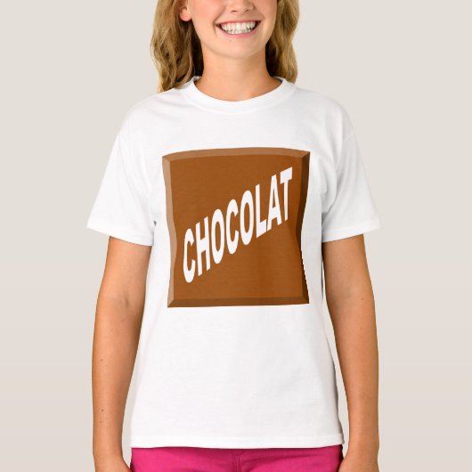 T-shirt Ruffle blanc filles  Design CHOCOLAT (Devant)