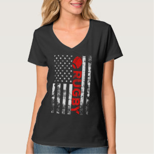 T-shirt Rugby À Balle Vintage Américain Drapeau Américain