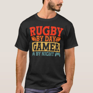 T-shirt Rugby By Day Gamer By Night - Video Game Lover