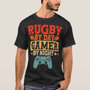 T-shirt Rugby By Day Gamer By Night - Video Game Lover
