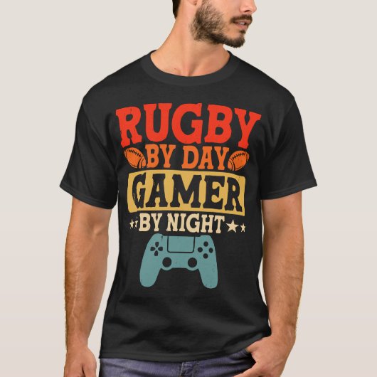 T-shirt Rugby By Day Gamer By Night - Video Game Lover (Devant)