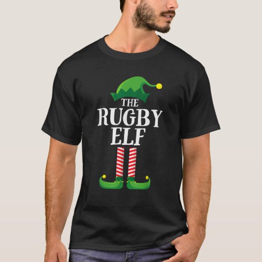 T-shirt Rugby Elf Matching Family Group Noël (Devant)