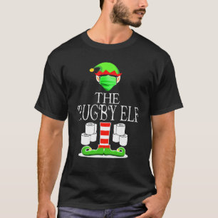 T-shirt Rugby Elf Portant un Masque Toilette Papier Noël