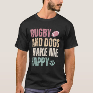 T-shirt Rugby Et Chiens Me Rendent Heureux