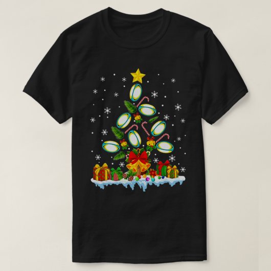 T-shirt Rugby Lover Feux de Noël Santa Hat Rugby X (Design devant)