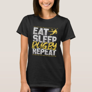T-shirt Rugby Manger Sleep Répéter Football Hobby Rugby