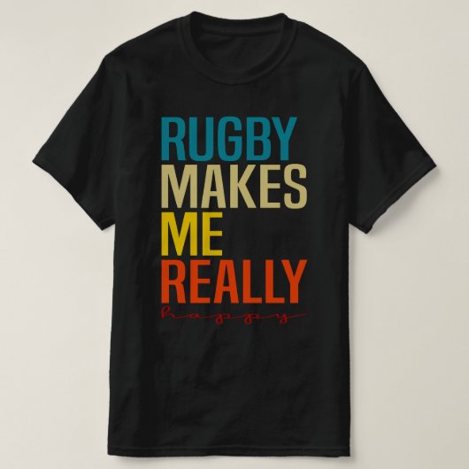 T-shirt Rugby Me Rend Vraiment Heureux, Ventilateur De Rug (Design devant)