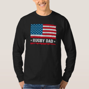 T-shirt Rugby Papa America Us Drapeau Patriote Vintage