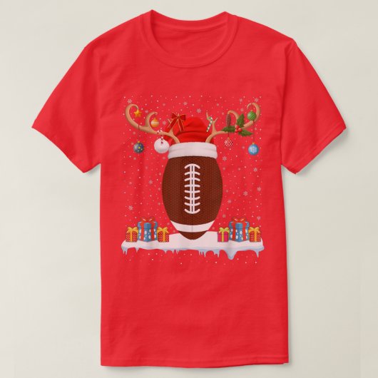 T-shirt Rugby Xmas Éclairage Funny Reindeer Santa Hat Rugb (Design devant)