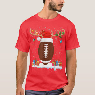 T-shirt Rugby Xmas Éclairage Funny Reindeer Santa Hat Rugb