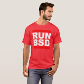 T-shirt RUN BSD Cool WhiteRed Design pour Unix Hackers Sys (Devant entier)