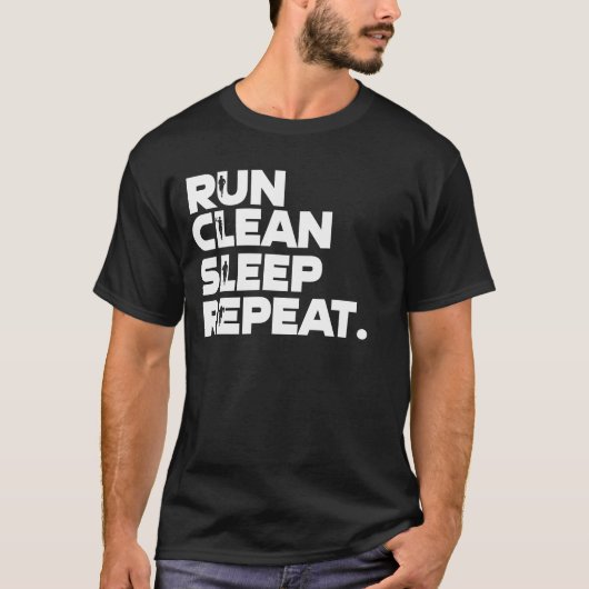 T-shirt Run Clean Sleep Repeat Funny (Devant)