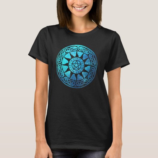 T-shirt Runic Magic Pentacle Pagan Witchcraft Protection (Devant)