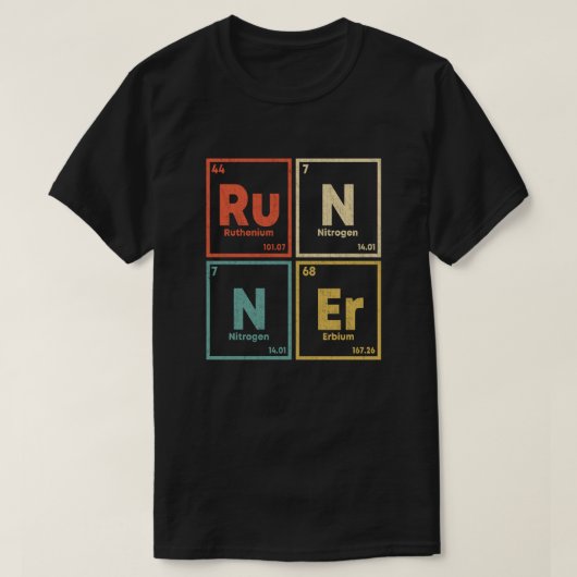 T-shirt Runner Table Périodique Marathon Runners Science (Design devant)