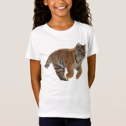 T-Shirt Running Amur Tiger Cub Wildlife Art (Devant)