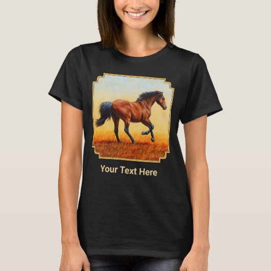 T-shirt Running Bay Mustang Sauvage Horse (Devant)